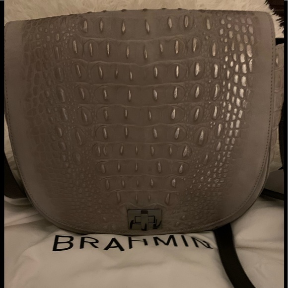 Brahmin Melbourne Saddle/ crossbody bag in Gray - Picture 3 of 4